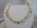 Vintage Enamel Reversable Chocker Necklace 16 Inches