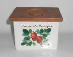 Bauer Pottery Strawberry Decorated Recipes Canister W/l