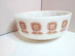 Federal Glass Heavy White/ Tan Large Sunflower Bowl